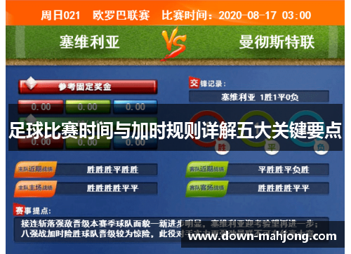 足球比赛时间与加时规则详解五大关键要点 足球比赛时间与加时规则详解五大关键要点